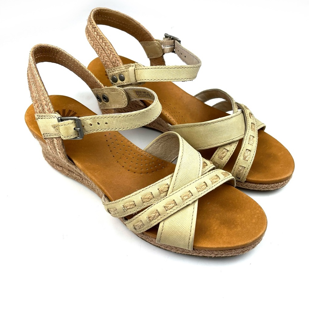 UGG Mairi Cream Tan Strappy Wedge Espadrille Sandals size 9 - Picture 2 of 10